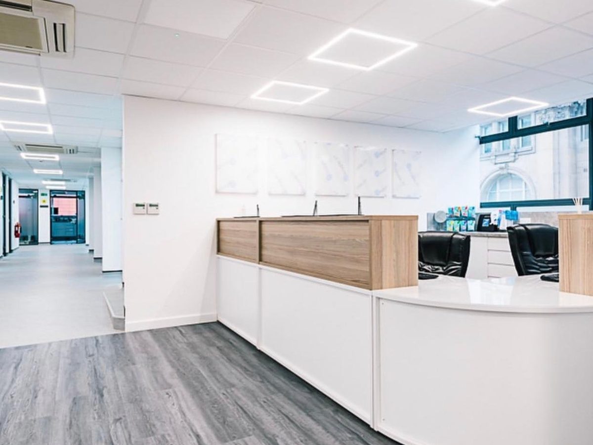 Bright reception area at Manchester Dental Practice